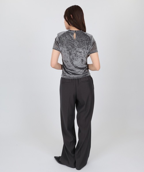 SUWDEE(スーディー)の「metallic crew neck t-shirt(Tシャツ/カットソー・レディース・グレー・M/S)」の3枚目の写真