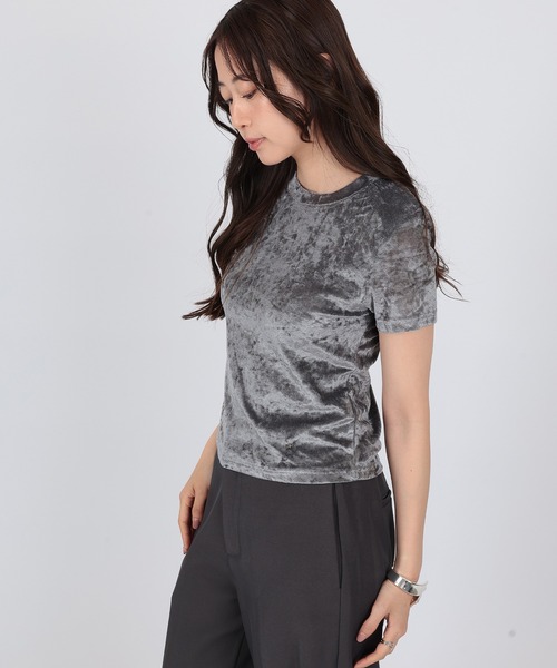 SUWDEE(スーディー)の「metallic crew neck t-shirt(Tシャツ/カットソー・レディース・グレー・M/S)」の4枚目の写真