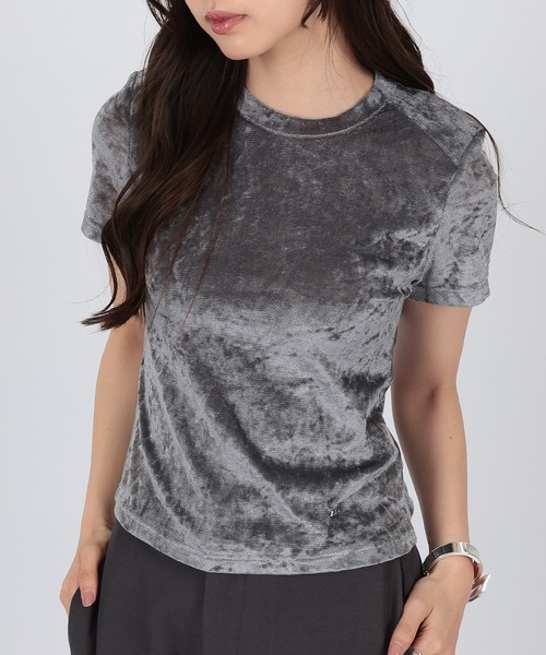 SUWDEE(スーディー)の「metallic crew neck t-shirt(Tシャツ/カットソー・レディース・グレー・M/S)」の5枚目の写真