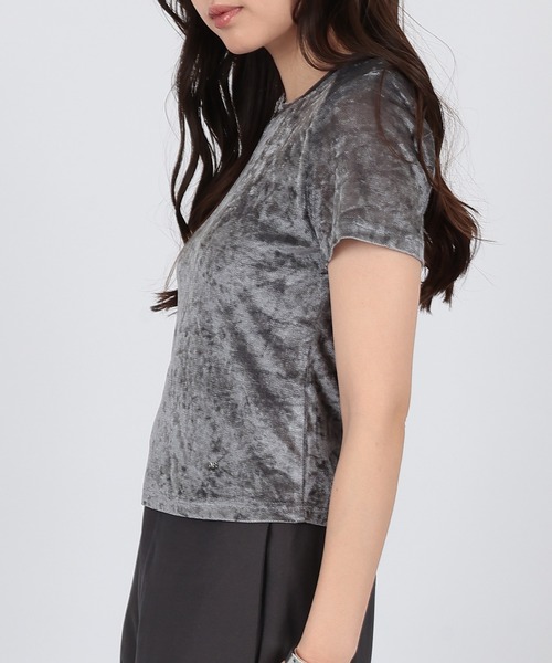 SUWDEE(スーディー)の「metallic crew neck t-shirt(Tシャツ/カットソー・レディース・グレー・M/S)」の6枚目の写真