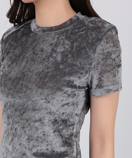 SUWDEE(スーディー)の「metallic crew neck t-shirt(Tシャツ/カットソー・レディース・グレー・M/S)」の8枚目の写真