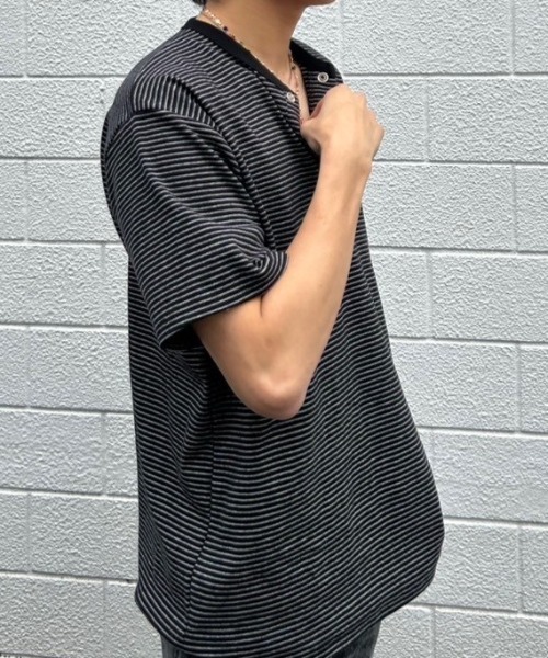 kizukiブラック ヘンリーネック Chikashitsu +】henry neck half sleeve tee (3color