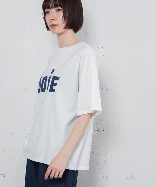 POU DOU DOU(プードゥドゥ)の「JOiE ロゴプリントTシャツ(Tシャツ/カットソー・レディース・オフホワイト/キナリ/ネイビー・M)」の6枚目の写真