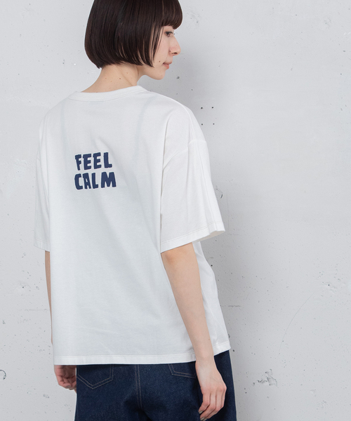 POU DOU DOU(プードゥドゥ)の「JOiE ロゴプリントTシャツ(Tシャツ/カットソー・レディース・オフホワイト/キナリ/ネイビー・M)」の7枚目の写真