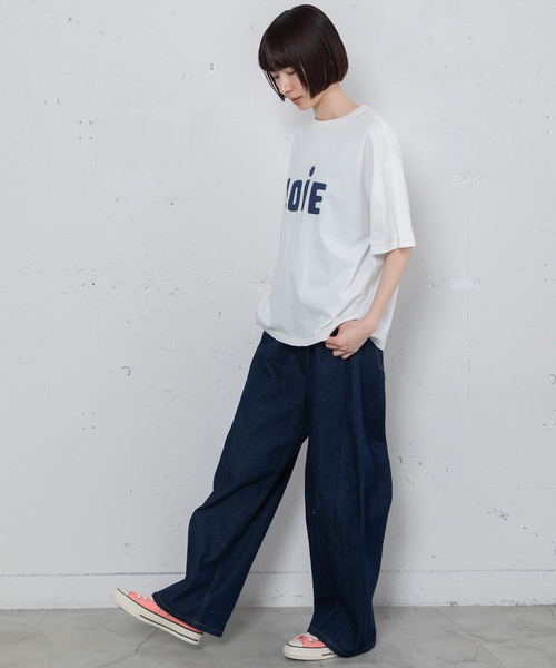 POU DOU DOU(プードゥドゥ)の「JOiE ロゴプリントTシャツ(Tシャツ/カットソー・レディース・オフホワイト/キナリ/ネイビー・M)」の10枚目の写真