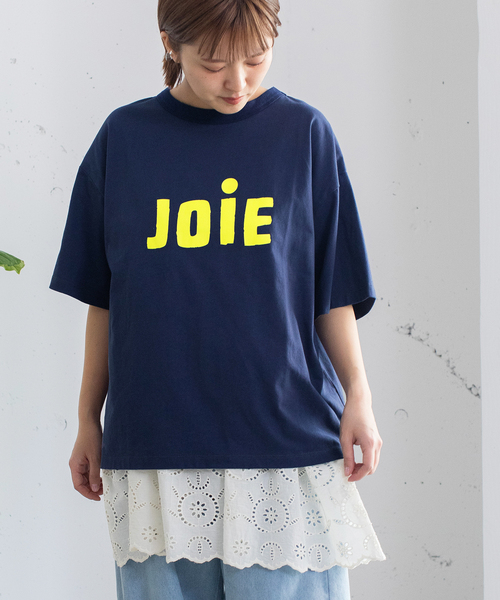 POU DOU DOU(プードゥドゥ)の「JOiE ロゴプリントTシャツ(Tシャツ/カットソー・レディース・オフホワイト/キナリ/ネイビー・M)」の15枚目の写真