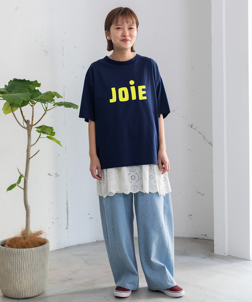 POU DOU DOU(プードゥドゥ)の「JOiE ロゴプリントTシャツ(Tシャツ/カットソー・レディース・オフホワイト/キナリ/ネイビー・M)」の17枚目の写真