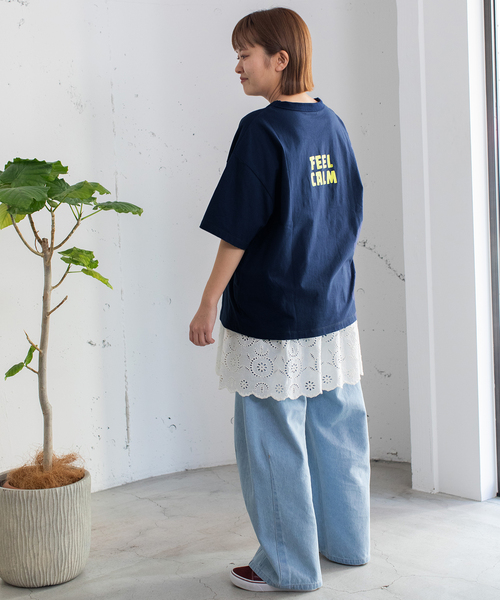 POU DOU DOU(プードゥドゥ)の「JOiE ロゴプリントTシャツ(Tシャツ/カットソー・レディース・オフホワイト/キナリ/ネイビー・M)」の18枚目の写真