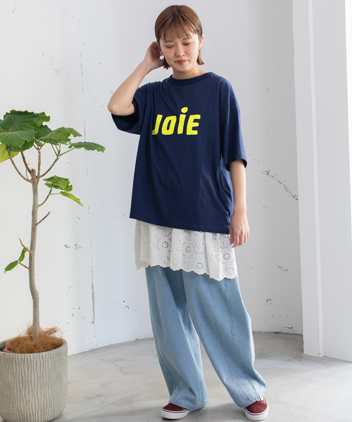 POU DOU DOU(プードゥドゥ)の「JOiE ロゴプリントTシャツ(Tシャツ/カットソー・レディース・オフホワイト/キナリ/ネイビー・M)」の19枚目の写真