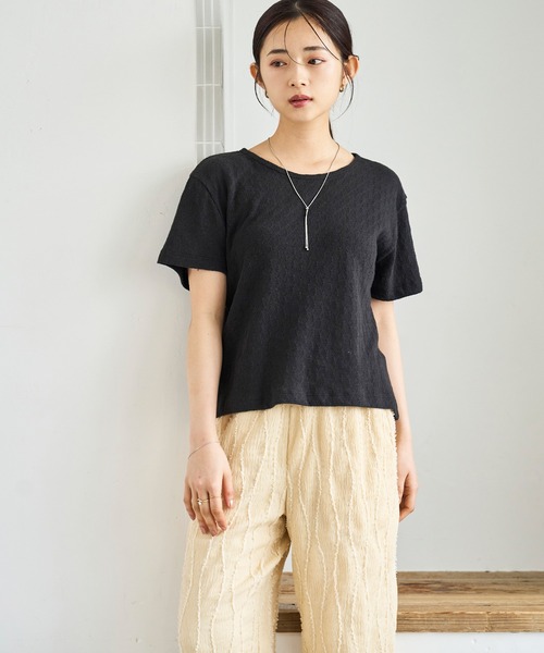 mil（ミル）の「ストライプジャガード ワイドパンツ（その他パンツ・レディース・ライム/ブラウン/ベージュ・S-Short/M-Short/S-Regular）」の14枚目の写真