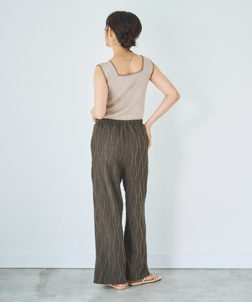 mil（ミル）の「ストライプジャガード ワイドパンツ（その他パンツ・レディース・ライム/ブラウン/ベージュ・S-Short/M-Short/S-Regular）」の6枚目の写真
