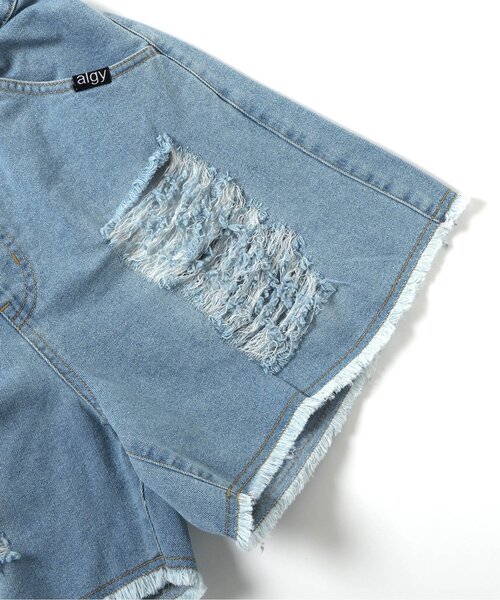 algy（アルジー）の「【接触冷感】ダメージショーパン（デニムパンツ・キッズ・ブラック/サックスブルー/オフホワイト・XX-SMALL/X-SMALL/SMALL/MEDIUM）」の18枚目の写真