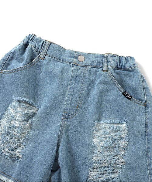 algy（アルジー）の「【接触冷感】ダメージショーパン（デニムパンツ・キッズ・ブラック/サックスブルー/オフホワイト・XX-SMALL/X-SMALL/SMALL/MEDIUM）」の14枚目の写真