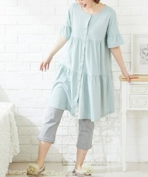 QUNTSTYLE（キュントスタイル）の「【マタニティウエア・授乳服】ティアード切替え前開き半袖パジャマ（産前・産後）（マタニティウェア/グッズ・キッズ）」