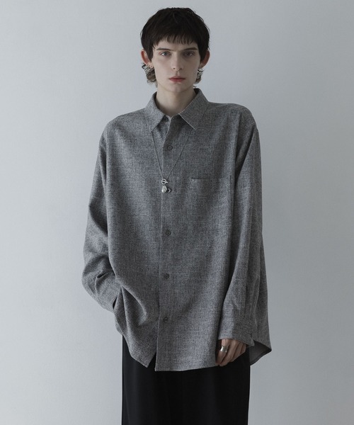 loose basic oversize shirt - dual tweed / ルーズベーシックオーバー