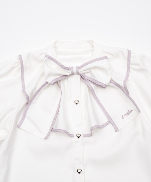 INTER FACTORY(インターファクトリー)の「もえにゃ - キラかわブラウス made in INTER FACTORY(シャツ/ブラウス・レディース・ホワイト/パープル・FREE)」の12枚目の写真