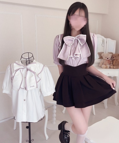 INTER FACTORY(インターファクトリー)の「もえにゃ - キラかわブラウス made in INTER FACTORY(シャツ/ブラウス・レディース・ホワイト/パープル・FREE)」の20枚目の写真