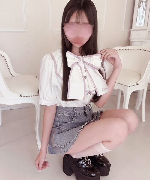 INTER FACTORY(インターファクトリー)の「もえにゃ - キラかわブラウス made in INTER FACTORY(シャツ/ブラウス・レディース・ホワイト/パープル・FREE)」の22枚目の写真