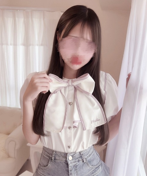 INTER FACTORY(インターファクトリー)の「もえにゃ - キラかわブラウス made in INTER FACTORY(シャツ/ブラウス・レディース・ホワイト/パープル・FREE)」の4枚目の写真