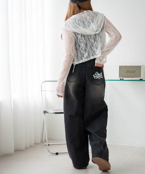 WEGO(ウィゴー)の「WEGO/ロゴデニムバギーパンツ(デニムパンツ・レディース・ブラック系2/コバルトブルー・SMALL/MEDIUM)」の11枚目の写真