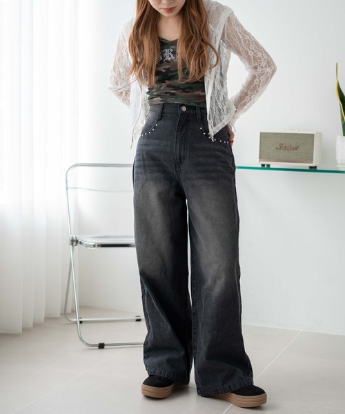 WEGO(ウィゴー)の「WEGO/ロゴデニムバギーパンツ(デニムパンツ・レディース・ブラック系2/コバルトブルー・SMALL/MEDIUM)」の21枚目の写真