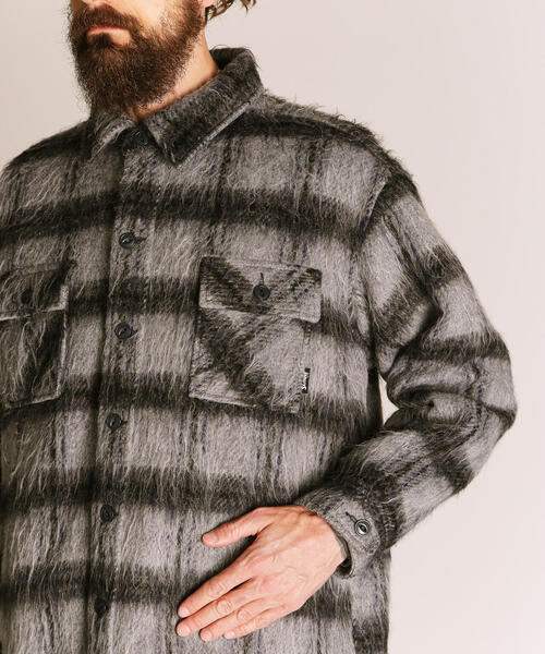 schott（ショット）の「Schott/ショット/SHAGGY PLAID SHIRT/シャギー プレイド シャツ（シャツ/ブラウス・メンズ・グレー/ネイビー・M/XL/L）」の10枚目の写真