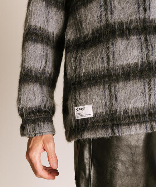 schott（ショット）の「Schott/ショット/SHAGGY PLAID SHIRT/シャギー プレイド シャツ（シャツ/ブラウス・メンズ・グレー/ネイビー・M/XL/L）」の11枚目の写真