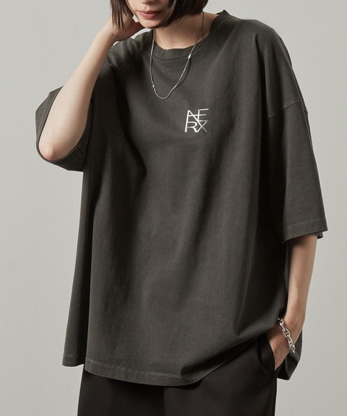 Alfred Alex(アルフレッドアレックス)の「【Alfred Alex】ヴィンテージ加工ピグメント3Dメタルロゴ半袖Tシャツ(Tシャツ/カットソー・メンズ・オフホワイト/ワイン/ブラック・M/L)」の9枚目の写真