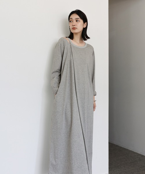 select MOCA Et（セレクトモカエト）の「【Et】Asymmetrical Neck One-piece（ワンピース・レディース・グレー/ブラウン/ブラック・MEDIUM）」の2枚目の写真