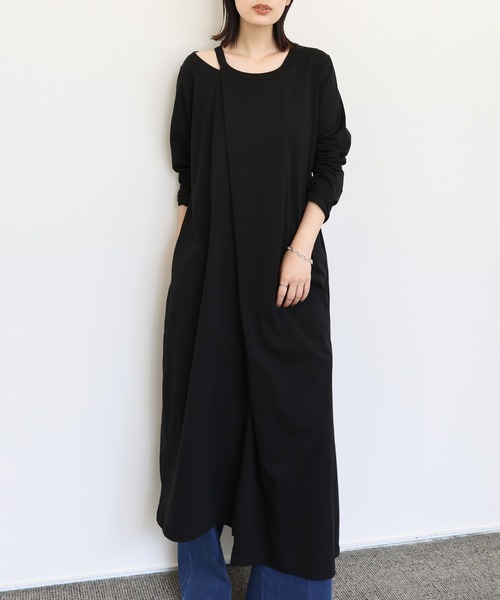 select MOCA Et（セレクトモカエト）の「【Et】Asymmetrical Neck One-piece（ワンピース・レディース・グレー/ブラウン/ブラック・MEDIUM）」の17枚目の写真