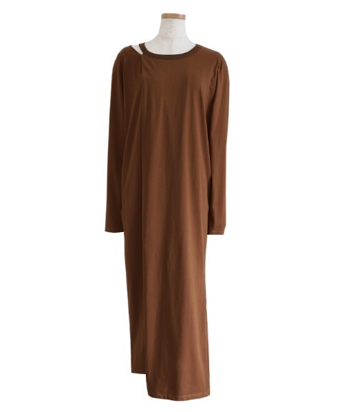 select MOCA Et（セレクトモカエト）の「【Et】Asymmetrical Neck One-piece（ワンピース・レディース・グレー/ブラウン/ブラック・MEDIUM）」の9枚目の写真
