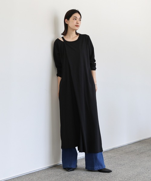 select MOCA Et（セレクトモカエト）の「【Et】Asymmetrical Neck One-piece（ワンピース・レディース・グレー/ブラウン/ブラック・MEDIUM）」の22枚目の写真