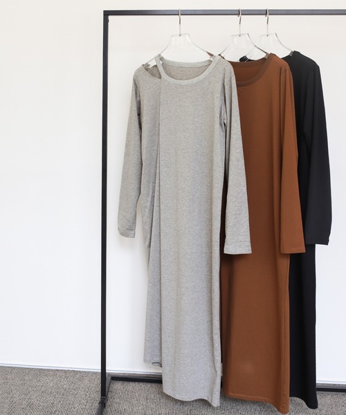 select MOCA Et（セレクトモカエト）の「【Et】Asymmetrical Neck One-piece（ワンピース・レディース・グレー/ブラウン/ブラック・MEDIUM）」の21枚目の写真