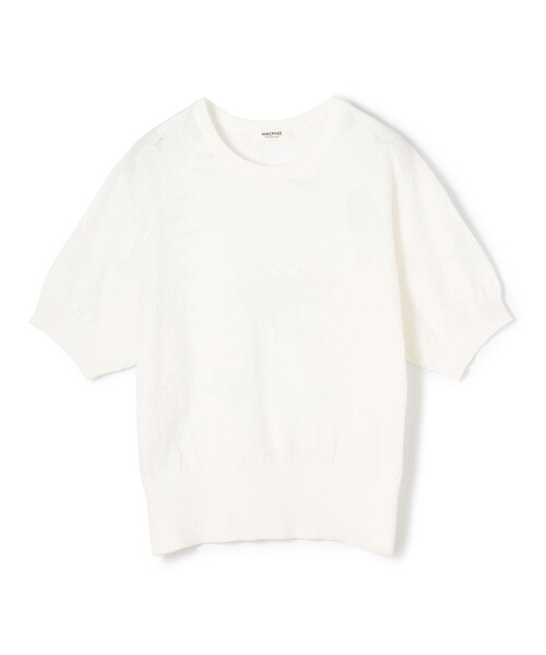 未使用^_^BY★ボタニカルプルオーバー ボタニカルメッシュ ハーフスリーブプルオーバー（ニット