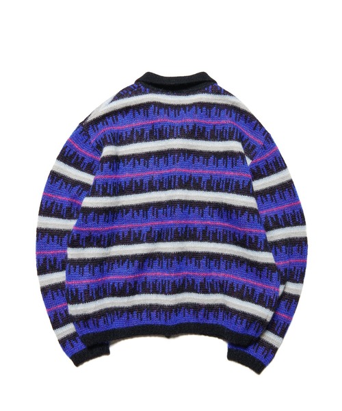 uniform experiment（ユニフォームエクスペリメント）の「MOHAIR BORDER KNIT BLOUSON（カーディガン/ボレロ・メンズ・ブラック/カーキ・2/1/3/4）」の4枚目の写真