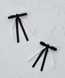 Maison de FLEUR（メゾンドフルール）の「パールリボン2SETクリップ（バレッタ/ヘアクリップ）」