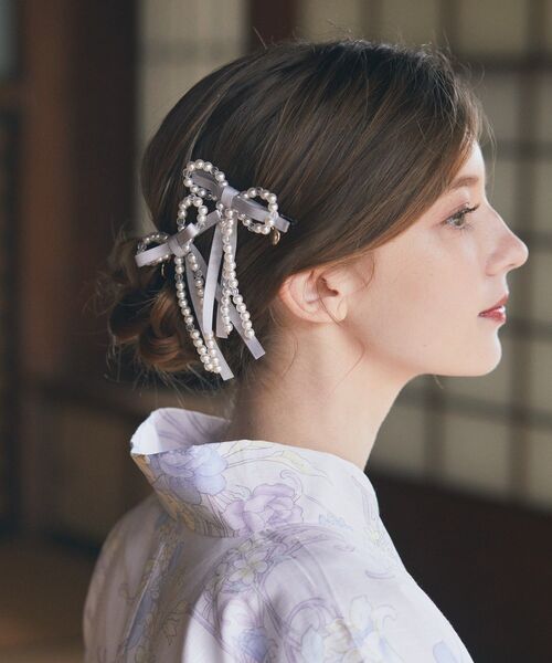 パールリボン2SETクリップ（バレッタ/ヘアクリップ）｜Maison de