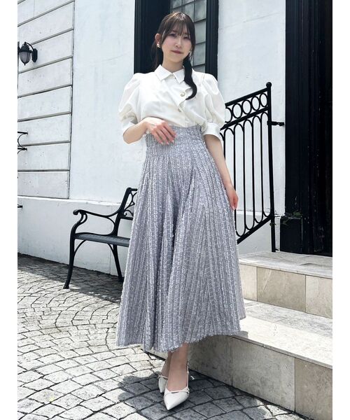 dazzlin（ダズリン）の「シアーボリューミーフレアスカート（スカート・レディース・グレー/オフホワイト/ブラック・SMALL/MEDIUM）」の22枚目の写真