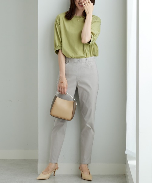 BELLUNA PLUS(ベルーナ)の「冷感ピケストレッチ素材スリムパンツ70丈(その他パンツ・レディース・ライトグレー/ブラック/カーキ・SMALL/MEDIUM/LARGE/X-LARGE)」の8枚目の写真