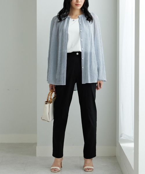 BELLUNA PLUS(ベルーナ)の「冷感ピケストレッチ素材スリムパンツ70丈(その他パンツ・レディース・ライトグレー/ブラック/カーキ・SMALL/MEDIUM/LARGE/X-LARGE)」の5枚目の写真