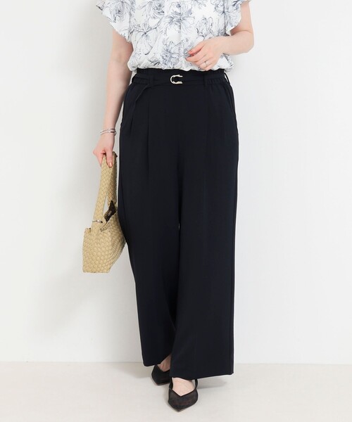 MICO COULIER（ミコクリエ）の「《セットアップ対応》ハイストレッチカルゼワッシャーベルト付きパンツ（その他パンツ・レディース・グレー/ネイビー/グレイッシュベージュ・36/38）」の3枚目の写真