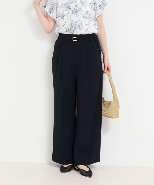 MICO COULIER（ミコクリエ）の「《セットアップ対応》ハイストレッチカルゼワッシャーベルト付きパンツ（その他パンツ・レディース・グレー/ネイビー/グレイッシュベージュ・36/38）」の5枚目の写真