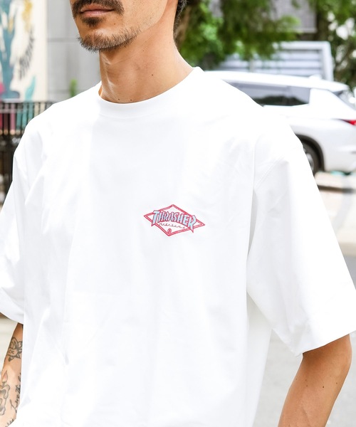 THRASHER(スラッシャー)の「DIAMOND LOGO UTILITY S/S T-SHIRTS Tシャツ ユーティリティー ラッシュガード/スラッシャーワンポイントブランドロゴ水着(Tシャツ/カットソー・メンズ・ブラック×ブルー/ブラック×パープル/ホワイト×ブルー/ホワイト×パープル・MEDIUM/LARGE/X-LARGE)」の2枚目の写真