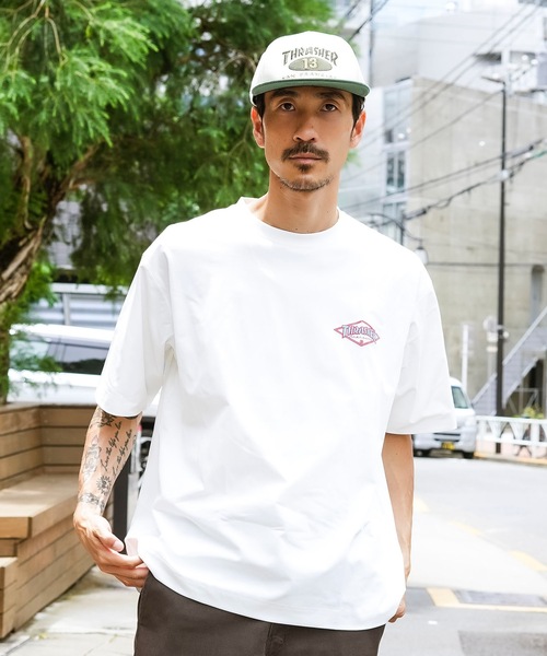 THRASHER(スラッシャー)の「DIAMOND LOGO UTILITY S/S T-SHIRTS Tシャツ ユーティリティー ラッシュガード/スラッシャーワンポイントブランドロゴ水着(Tシャツ/カットソー・メンズ・ブラック×ブルー/ブラック×パープル/ホワイト×ブルー/ホワイト×パープル・MEDIUM/LARGE/X-LARGE)」の8枚目の写真