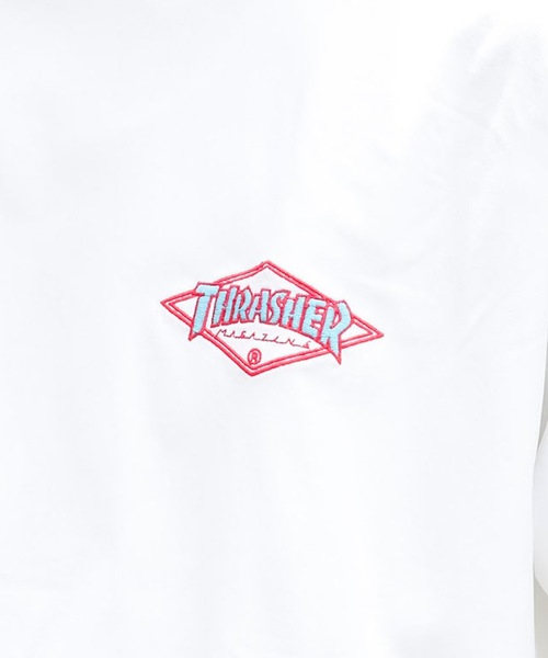 THRASHER(スラッシャー)の「DIAMOND LOGO UTILITY S/S T-SHIRTS Tシャツ ユーティリティー ラッシュガード/スラッシャーワンポイントブランドロゴ水着(Tシャツ/カットソー・メンズ・ブラック×ブルー/ブラック×パープル/ホワイト×ブルー/ホワイト×パープル・MEDIUM/LARGE/X-LARGE)」の11枚目の写真