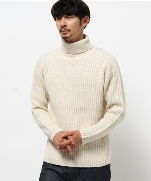 AMERICAN RAG CIE(アメリカンラグシー)の「AMERICAN RAG CIE ラムナイロン両畦タートルニット / 109-AMG-M152-KN613(ニット/セーター・メンズ・ブラック/カーキ/ホワイト・1/2)」の10枚目の写真