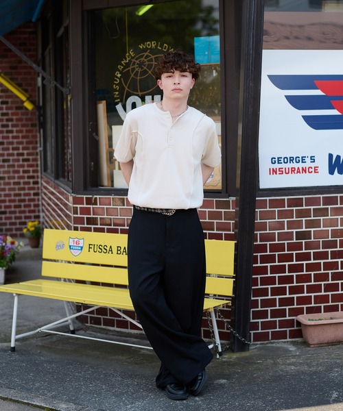 kutir(クティール)の「CONTRAST HENLEY NECK THERMAL TEE/切り替えヘンリーネックサーマルTEE(Tシャツ/カットソー・メンズ・ベージュ/ブラック/チャコールグレー・MEDIUM/LARGE)」の18枚目の写真