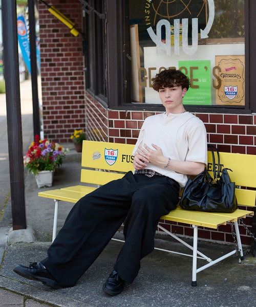 kutir(クティール)の「CONTRAST HENLEY NECK THERMAL TEE/切り替えヘンリーネックサーマルTEE(Tシャツ/カットソー・メンズ・ベージュ/ブラック/チャコールグレー・MEDIUM/LARGE)」の16枚目の写真