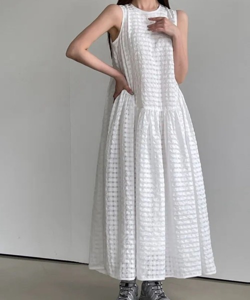 SPIGA（スピーガ）の「ｼｱｻｯｶｰｳｴｽﾄ切替ﾉｰｽﾘｰﾌﾞﾛﾝｸﾞﾜﾝﾋﾟｰｽ（ワンピース・レディース・ブラック/ピンク/ホワイト・FREE）」の2枚目の写真