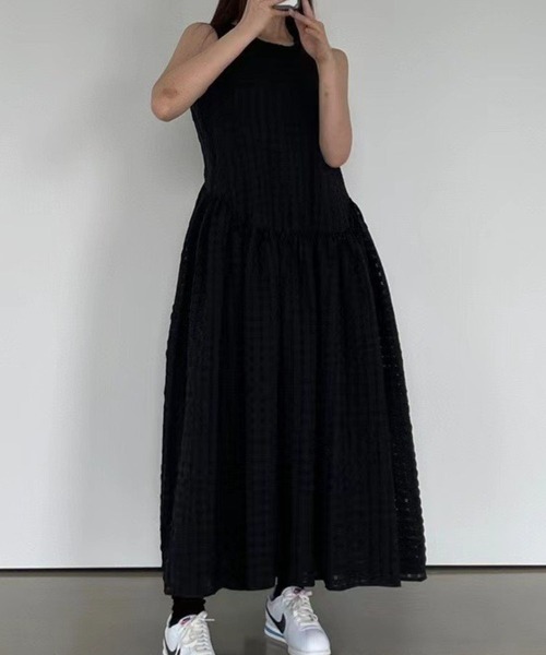 SPIGA（スピーガ）の「ｼｱｻｯｶｰｳｴｽﾄ切替ﾉｰｽﾘｰﾌﾞﾛﾝｸﾞﾜﾝﾋﾟｰｽ（ワンピース・レディース・ブラック/ピンク/ホワイト・FREE）」の3枚目の写真